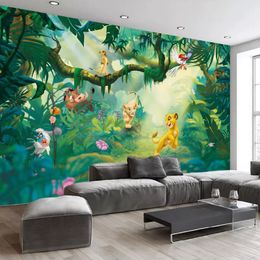 Foto personalizzata Wallpaper 3D Cartoon Animal Forest Trees Sfondo Muro Pittura decorativa Camera dei bambini Camera da letto Carta da parati murale