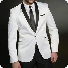 White Black Shawl Lapel Blazer Men Suits For Wedding Suits Bridegroom Slim Fit Formal Groom Wear Prom Tuxedos Custom Best Man Jacket+Pants
