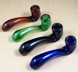 4 and 5 Inch glass dry pipe sherlock hand blow water bong smoke Blunt bubbler free shipping mix Colour