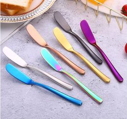 Stainless steel 304 Knives Colour Western food greased cheese knifes bread golden jam grinding butter knife