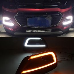 1 Pair Yellow Turn Signal Relay Waterproof Car DRL Lamp 12V LED Daytime Running Light Daylight For Chevrolet Trax 2017 2018 2019