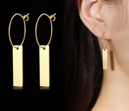 2020 new list bling gifts one pair Gold stainless steel long square earrings Dangle for ladies jewelry girls gifts