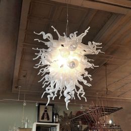 Wedding Decor White Murano Glass Chandeliers LED Lights Fixture 110-240V hanging lustre cristal chain Chandelier