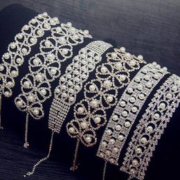 5 models 2 colors fashion designer luxury glittering beautiful full rhinestone diamond pearl collar choker statement necklace for woman