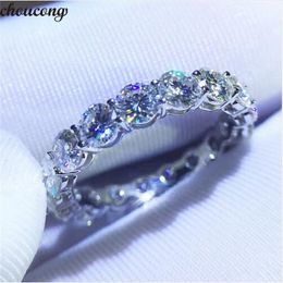 choucong Eternity Wedding Band Ring 925 sterling Silver 4mm Diamond Stone Engagement Rings For Women Finger Jewellery