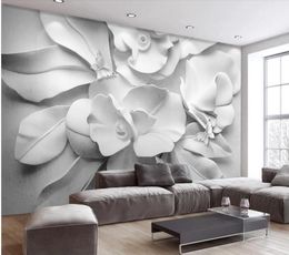 beautiful scenery wallpapers Modern minimalistic atmosphere 3D embossed flower TV sofa background wall