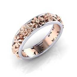 Contrast Colour Rose Gold Flower Rings Band for Women Christmas Gift wedding ring will and sandy
