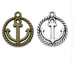 200pcs Vintage Antique Silver Plated Anchor Charms Pendants for Jewelry Making Findings Accessories DIY Handmade 18x16mm