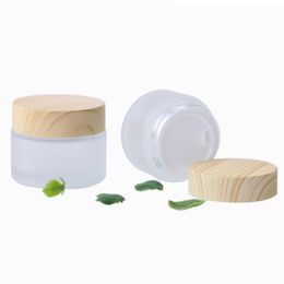 Newest 5g 10g 15g 30g 50g 100g Cosmetic Empty Jar Eyeshadow Makeup Face Cream Container Bottle With Plastic Wood Grain Cap and Inner Pad