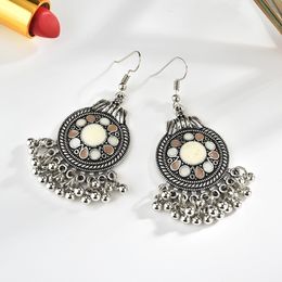 Fashion- ethnic style multi-element earrings European beautification oil Disc small water droplets with metal ball earrings