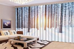 Photo Curtain Promotion Snow-covered virgin forest 3d Digital Printing HD Practical Beautiful Curtains