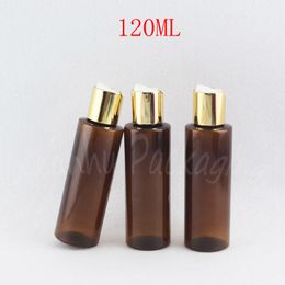 120ML Brown Flat Shoulder Plastic Bottle , 120CC Empty Cosmetic Container , Shampoo / Lotion Packaging Bottle ( 50 PC/Lot )