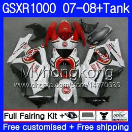 7Gifts+Tank For SUZUKI GSXR-1000 K7 GSX-R1000 GSXR 1000 07 08 301HM.17 GSXR1000 07 08 Bodywork Lucky Strike Red GSX R1000 2007 2008 Fairings