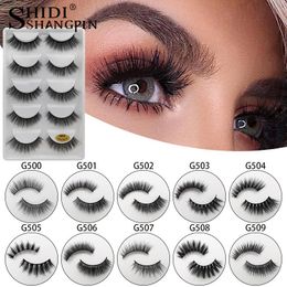 SHIDISHANGPIN 5 Pairs Natural Long Faux 3D Mink Eyelashes Makeup Fully Wispy False Eyelash Extension Minks Fake Lashes Maquillaje Faux Cils