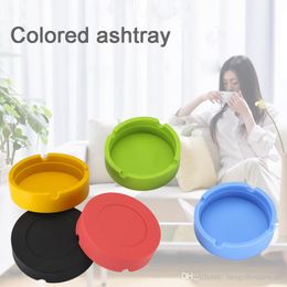 Silicone Round Ashtray Multi Colors Household Ash Tray Holder Portable Shatterproof Anti Scalding Eco Friendly Silica Gel Ashtray BH1822
