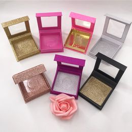 Empty Eyelashes Boxes Square Packaging Wholesale Custom Gold Silver Pink Black Colour Empty Box for 16mm 20mm 25mm Lashes