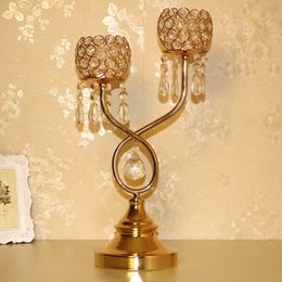 wedding decoration crystal centerpiece gold candelabra metal candle holder stand votive candle holder for marriage wedding decor 679