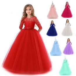 4 15yrs Spring Teenage Long Sleeve Christmas Dress Party Prom Wedding Dress Kids Dresses For Girls Costume Clothes Princess Dress Le231