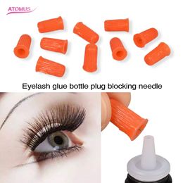 10pcs Non-clog Glue Cap Eyelash Extension Glue Cap Pin Nail Glue Clog Remover Blocking Needles Beauty Salon House Use