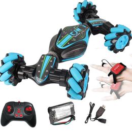 QR Air Gesture RC Stunt Car Boy Toys, 4WD Drift Twist SUV, 360° Flip Crab Run Wildly, Music& Lights, Dance, for Xmas Kid Birthday Gifts, 2-1