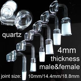 4mm Thicken Quartz Banger Hookahs 100% Real Quartz Nail For Bong male female 10mm 14mm 18mm Joint 45 90 Degrees Domeless Bangers Nails