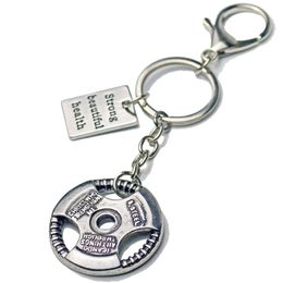 Fashion fitness dumbbell weight chip key chain metal backpack key chain male sports and fitness Jewellery