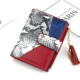 New women's wallet European and American fashion stitching purse Snake pattern multi-function multi-card short zipper bag