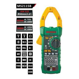 Freeshipping True RMS Digital Clamp Metre Multimeter DC AC Voltage Current Ohm Capacitance Frequency Tester with USB