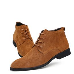 Hot Sale- Men Ankle Boots Breathable Men Leather Boots High Top Shoes Outdoor Casual Men Winter Shoes Botas