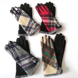 Women Touch Screen gloves plaid Riding Glove Warm Ladies Gloves Plaid Riding Outdoor Driving Touch Screen Gloves LJJK1841