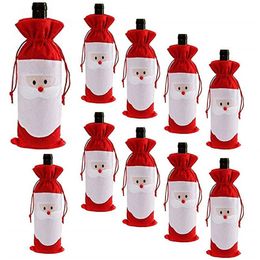 1PCS Santa Claus Gift Bags Christmas Decorations Red Wine Bottle Cover Bags Xmas Santa Champagne wine Bag Xmas Gift