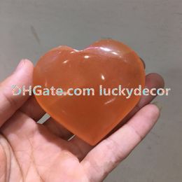2Pcs Stunning Large Polished Orange Selenite Heart Palmstone Crystal, Angel Stone, Reiki Chakra Healing Gemstone,Mineral Lapidary, Specimen