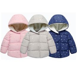 Baby Girl Clothes Stars Printed Girls Hooded Coats Toddler Cotton Jackets Children Outerwear Warm Baby Clothing 4 Colours DW4660