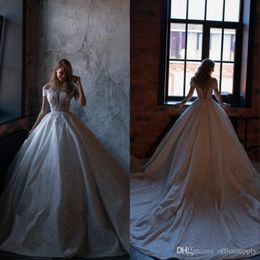 Dubai Aranic Sparkly Princess A Line Wedding Dresses Short Sleeve Off Shoulder Plus Size Wedding Dress Bridal Gowns Vestidos De Novia