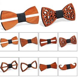 Men's Business Suit Bow Ties Handmade Wood Bow Ties British Korean Suit Bowtie Elegant Adjustable Creative Gifts