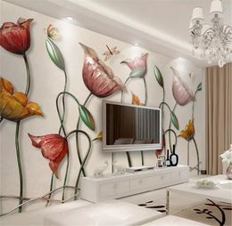 Custom Any Size 3d Wallpaper 3D Lotus Flower Blossoms Indoor TV Background Wall Decoration Mural Wallpaper