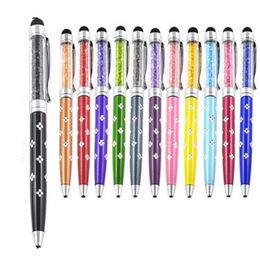 12cm Mini Touch Diamond Crystal Ballpoint Pen with Lucency Flower Good Writing Stationery Pens