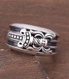 Fashion-925 sterling silver rings trend personality Jewellery punk style mens and womens Lovers gift hip hop cross style luxury designer