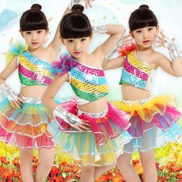 New Children Colourful Skirt Dance Costumes Female Stage Performance Clothing girls Stage dress high quality