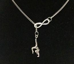 Fashion Vintage Ancient Silver Gymnastics Athletes girl Infinity Charms Collar Sweater Chain Pendant Necklace Jewellery Gift - 68