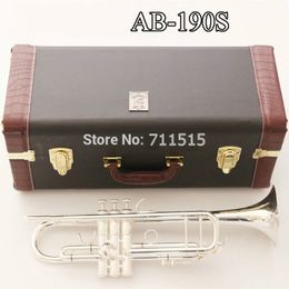 New Arrival Free Shipping Bach AB-190S Brass Bb Trumpet High Quality Silver Plated Professional Musical Instruments With Case Accessories