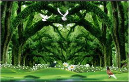 3D photo wallpaper custom 3d wall murals wallpaper Woods Park Green Lined Road 3d Landscape Walking Aisle Living Room Wall papel de parede