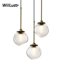 Nordic Glass Pendant Lamp Modern Iron Suspension Light Hotel Restaurant Cafe Sitting Room Dinning Room Bedroom Hanging Lighting