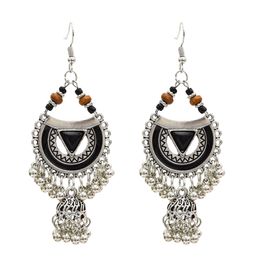 Bohemian style metal short tassel fashion European and American boutique set stone four-color earrings Women Jewellery Gift