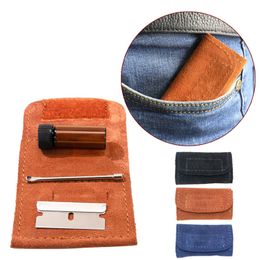 Newest Colourful Leather Snuff Snorter Sniffer Smoking Storage Bag Portable Pack Tobacco Pouch Spoon Glass Bottle Container Hot Cake