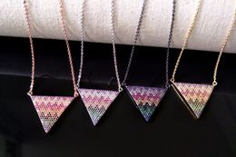 10Pcs triangle rainbow Double Bails Connector Necklace,CZ zircon Micro pave crystal Charm Jewellery making for woman NK69