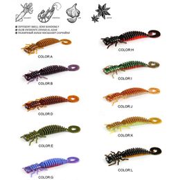 10pcs/lot 48mm 0.94g Larva Soft Lures Artificial Lures Fishing Worm Silicone Bass Pike Minnow Swimbait Jigging Plastic Baits