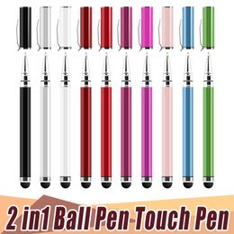 2000pcs/lot 2 in 1 Ball Point Capacitive Screen Stylus Touch Pen For Mobile PhoneTablet PC Free Shipping