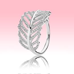100% 925 Sterling Silver RING Women Grils summer Jewellery for Pandora Light Feather ring with Original retail box