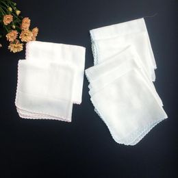 Baby Bibs Square Gauze Handkerchief 100% Cotton White Handkerchief 30cm Bordure Children Pure White Square Handkerchief